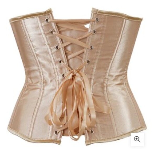 champagne satin underbust tan beige corset small-6xL - Picture 2 of 8